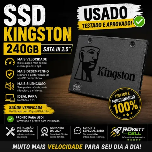 SSD Kingston 240GB SATA III - Usado, Testado e Funcionando 100%