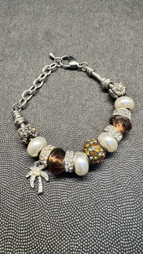 pulseira bella perlina berloques prateada