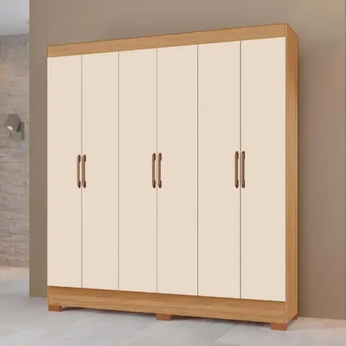 Guarda-Roupas Dakota em MDF: Espaço Inteligente com 6 Portas e 2 Gavetas