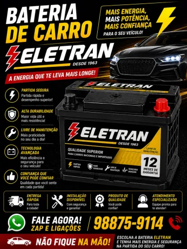 Bateria de carro eletran com entrega imediata grátis