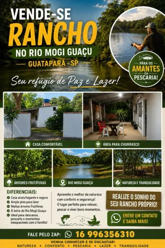 Vende-se Rancho no Río Mogi Guaçu em Guatapará