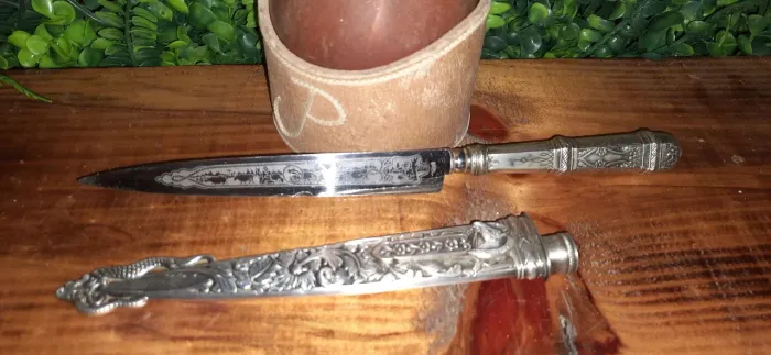 Faca prateada eberle floral 28cm