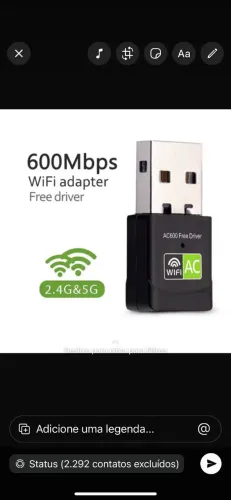 Wireless 5G 600Mbps Usb Wi-Fi 2G 5G DualBand