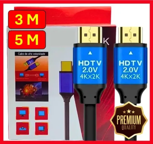 Cabo HDMI Premium versão 2.0 - 3 metros ou 5 metros