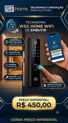FECHADURA WI-FI DE EMBUTIR WEG HOME