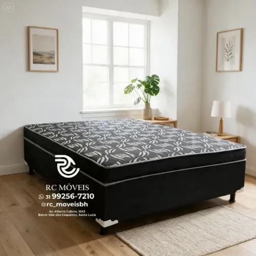 Cama Box Casal Molas Ensacadas 1,38x1,88 Floral Marrom Resistente