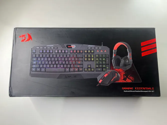 Teclado mouse fone Gamer Redragon Essentials Rgb 4-em-1 Preto