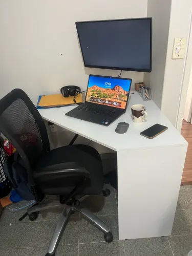 Kit: Cadeira Escritório + Mesa para Canto em L Escrivaninha Branco