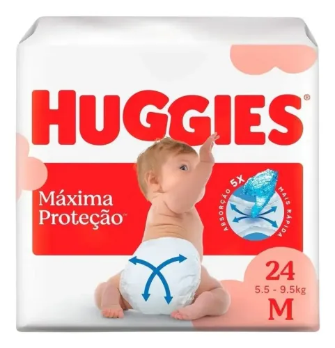 Huggies Fraldas Máxima Proteção M 24 unidades