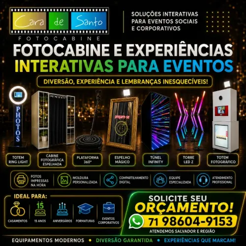 Cabine Fotográfica Espelhada - Totem Fotográfico - Espelho Mágico - Plataforma 360 - Túnel