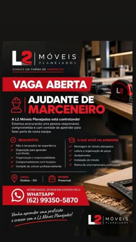 Vaga ajudante de marceneiro