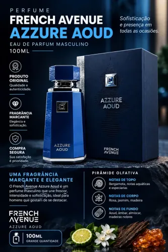 Perfume French Avenue Azzure Aoud Eau de Parfum Masculino 100ml