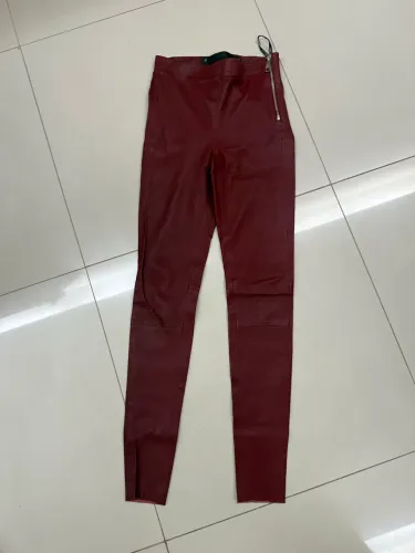 Calça de couro John John original - vinho/bordô - tam P