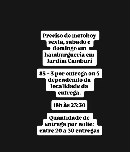 Motoboy para final de semana 