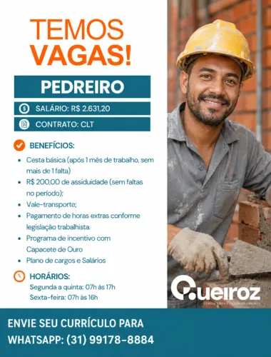 VAGA PARAPEDREIRO