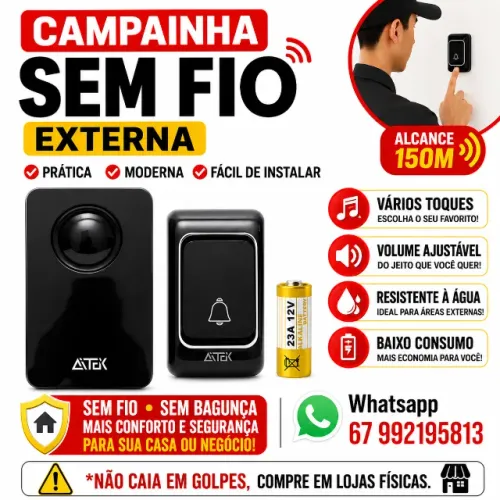 Campainha Sem Fio Nova COD: 0174
