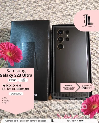 GALAXY S23 ULTRA, 5G, 256GB, 12GB TAM, PRETO, SEMINOVO NA GARANTIA, EXCLUSIVO!