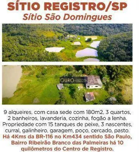 Sítio com 3 dormitórios à venda, m² por R$ 500.000,00 - Registro - Registro/SP