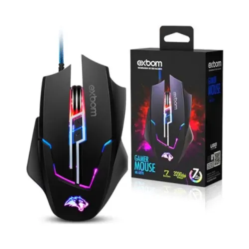 Mouse Gamer RGB Exbom MS-G270 7 Botões Ajuste de DPI até 3200