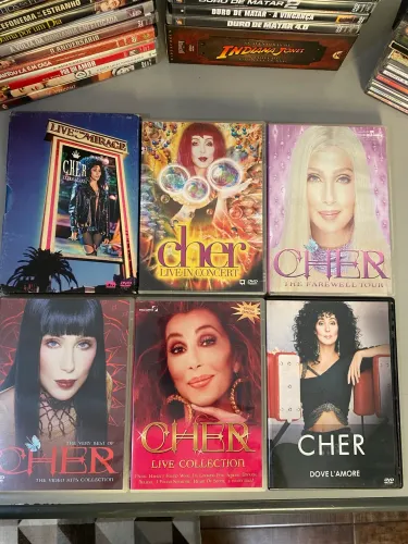 Lote Shows Cher - 6 DVDs Extravaganza, Believe, Farewell e Vídeo Clipes