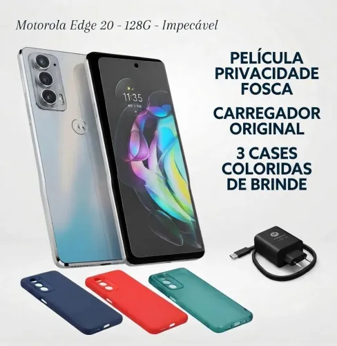 Motorola Edge 20 - 128GB - Impecável + Carregador Original e Brindes