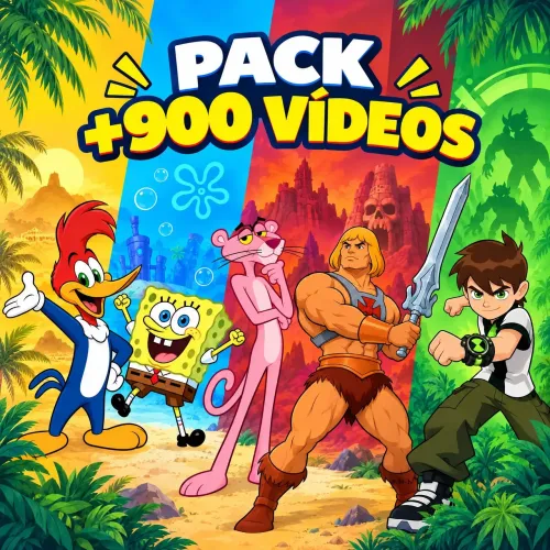 Pack 900 vídeos de desenhos monetização
