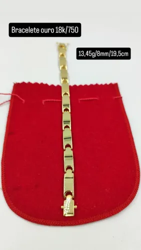 Bracelete ouro 18k/750 8mm/ 19,5cm/ 13,45g
