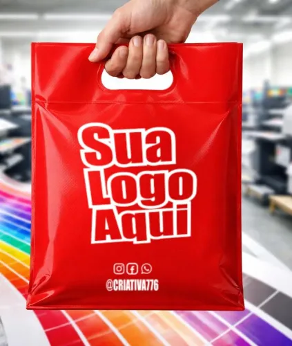Sacolas personalizadas 20x30 Alça vazada 500 unidades