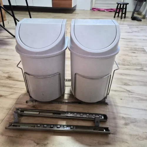 Lixeira Dupla Deslizante para Armário 2x15L com Trilhos Telescópicos