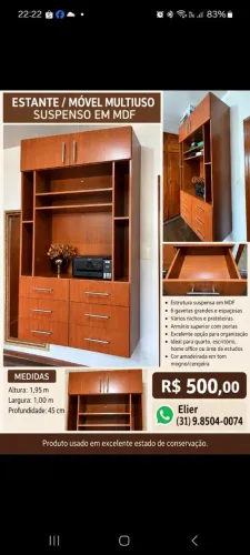Estante móvel multiuso suspenso MDF