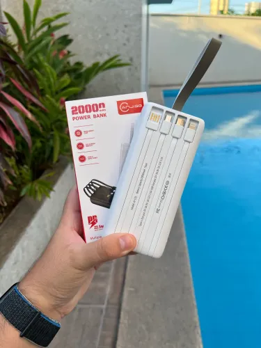 Bateria portátil 20.000Mah | 4 cabos integrados