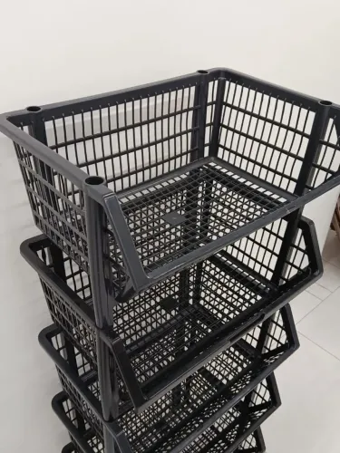 Cesto Empilhável Grande 58cm Preto