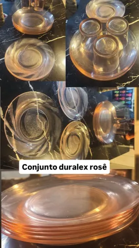 Conjunto vintage duralex rosê
