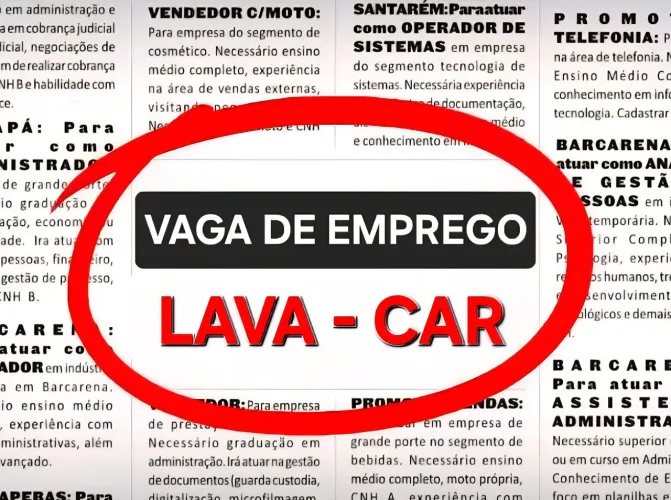 Vaga de Emprego: Lavador de Veículos