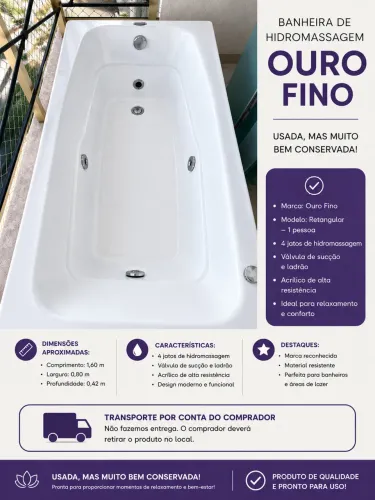Banheira de Hidromassagem Ouro Fino