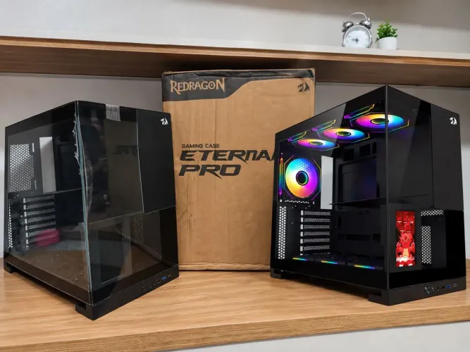 Gabinete Gamer Redragon Eternal Pro Preto Sem Fans com Tela LCD CA-613B