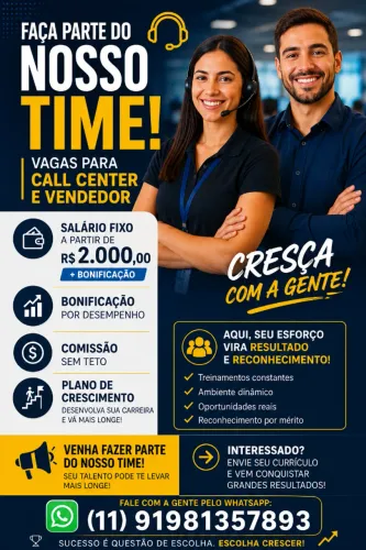 Vagas para vendedores 