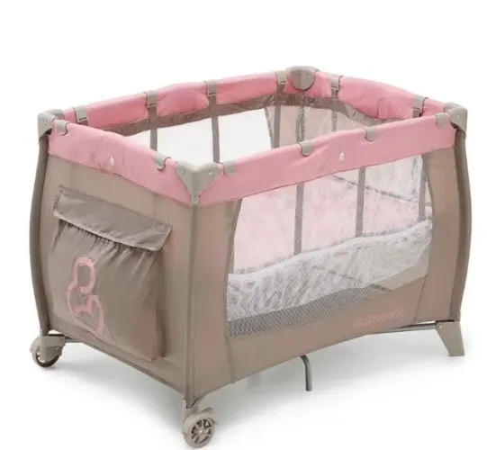 Berço Cercado Portatil Galzerano Sonho II Cappuccino Rosa (Chiqueirinho