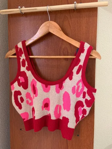 Cropped de tricô Trendy estampado - Tamanho M/G