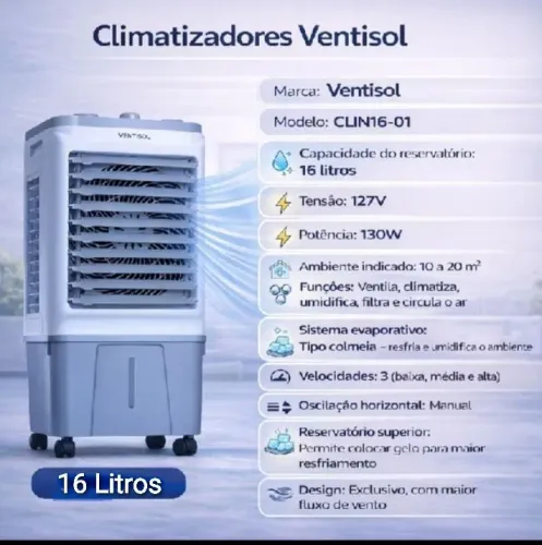 Climatizador Ventisol 16L Novo na Caixa