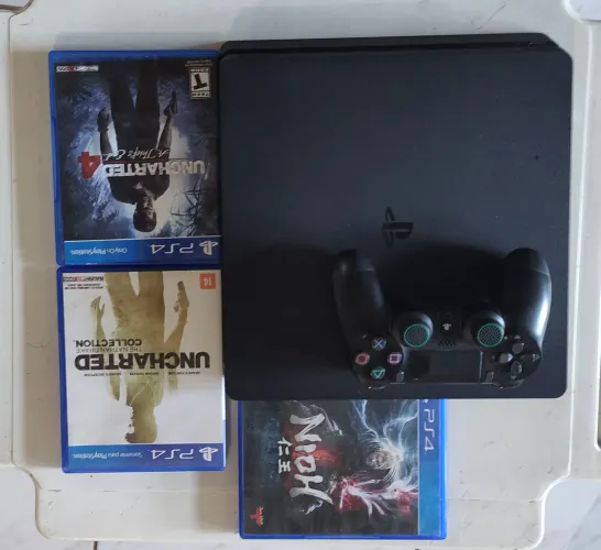 PS4 Slim 500G + 1 Controle + 3 Jogos - Ótimo Estado