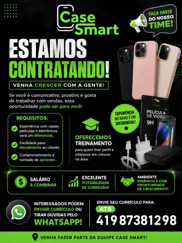 Vaga para Venda de Celulares e acessorios