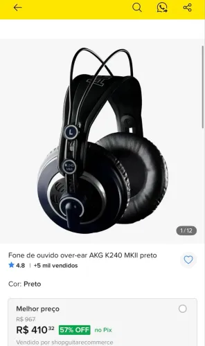 Fone akg mk240 ii