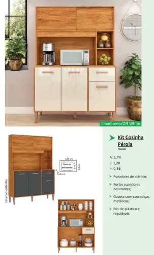 Armário de Cozinha Pérola 1,20m - Promoção 