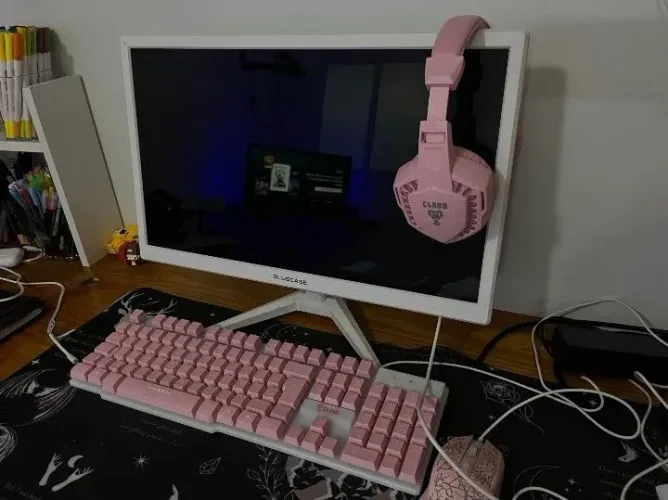Monitor + teclado + fone headset 