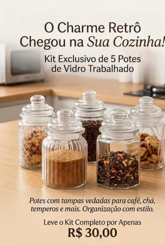 Kit potes vidro trabalhado