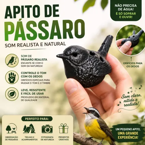 Apito de Pássaro com Som Realista | Controle o Tom pelos Dedos