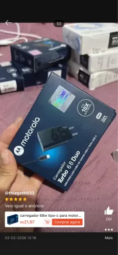 Carregador rápido Motorola turbo