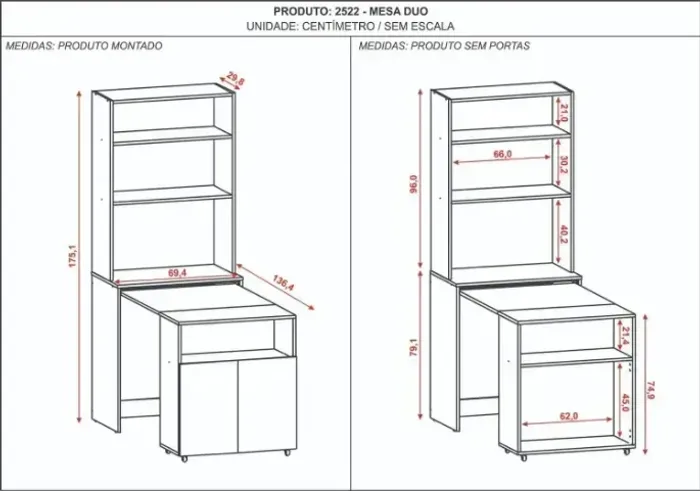 Mesa Dobrável Dueto Branco Com Duas Portas
