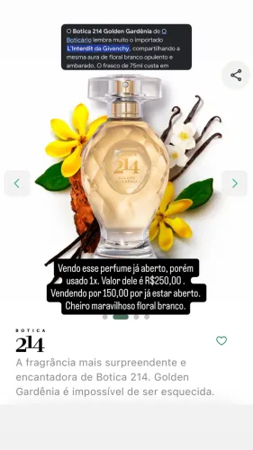 Perfume botica 214 Golden gardênia 